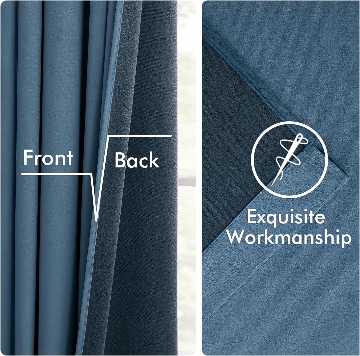 imageMIULEE Christmas Velvet Curtains 96 Inches Long 2 Panels Set for Bedroom Pinch Pleat Back Tab Thermal Insulated Living Room Darkening Drapes Pleated Blackout Floor to Ceiling Curtain with Hooks RedDark Slate