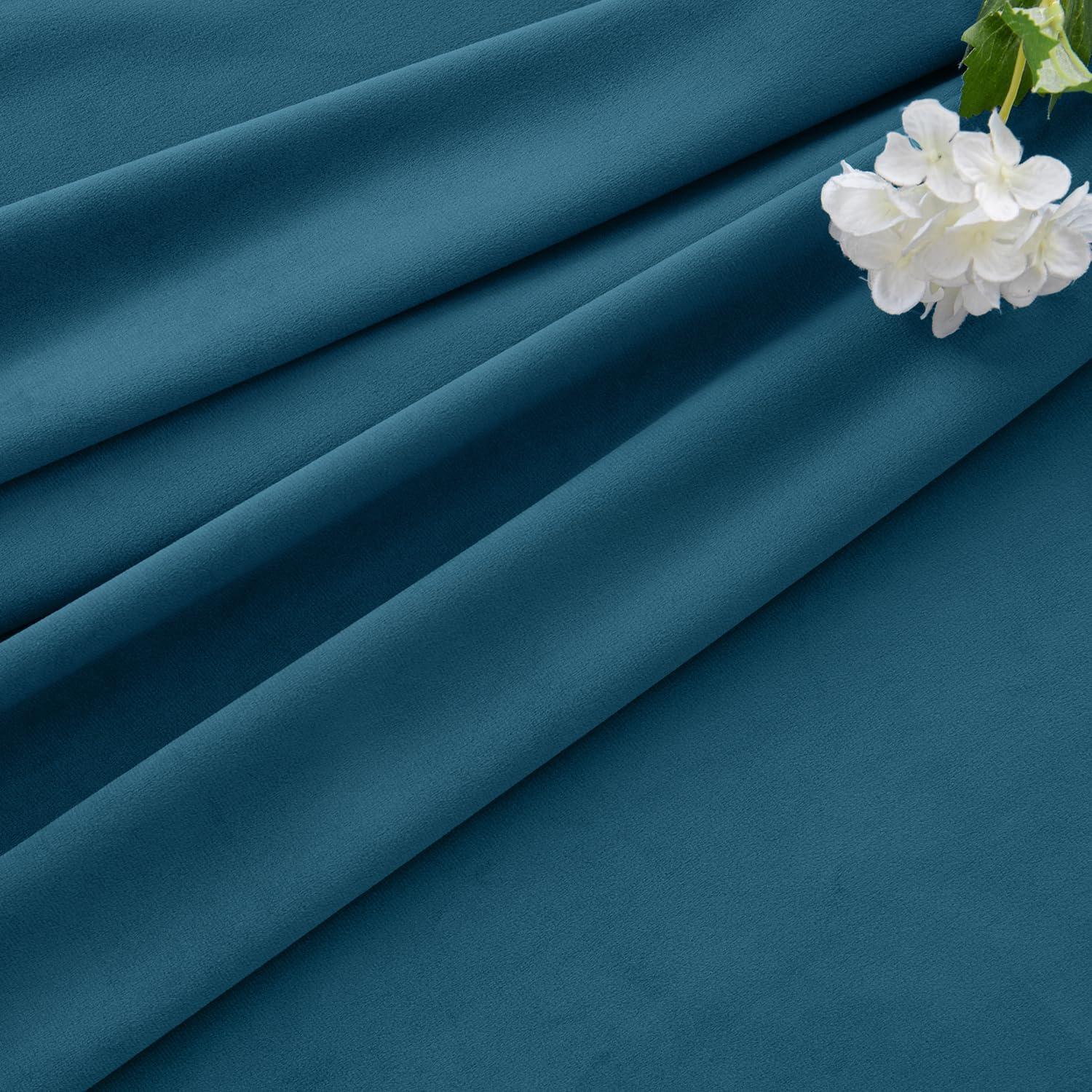 imageMIULEE Christmas Velvet Curtains 96 Inches Long 2 Panels Set for Bedroom Pinch Pleat Back Tab Thermal Insulated Living Room Darkening Drapes Pleated Blackout Floor to Ceiling Curtain with Hooks RedPeacock Blue