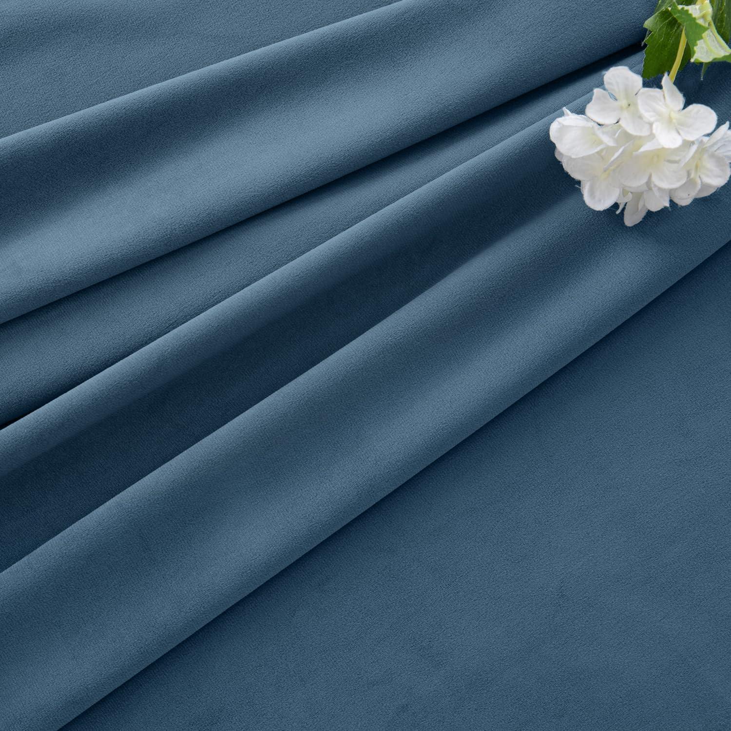 imageMIULEE Christmas Velvet Curtains 96 Inches Long 2 Panels Set for Bedroom Pinch Pleat Back Tab Thermal Insulated Living Room Darkening Drapes Pleated Blackout Floor to Ceiling Curtain with Hooks RedDark Slate