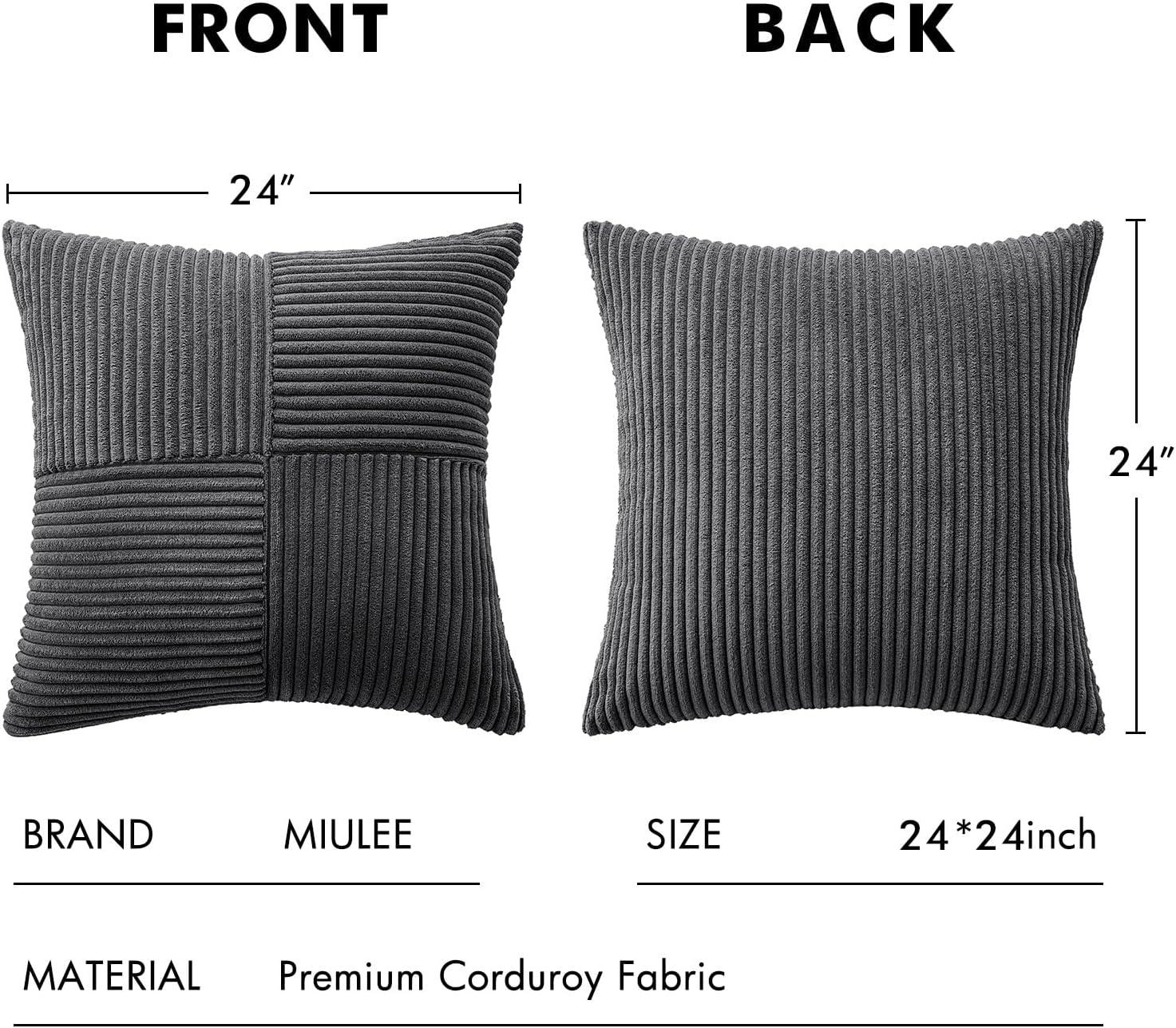 imageMIULEE Christmas White Corduroy Pillow Covers Pack of 2 Boho Decorative Spliced Throw Pillow Covers Soft Couch Pillowcases Cross Patchwork Textured Cushion Covers for Living Room Bed Sofa 18x18 inchGrey