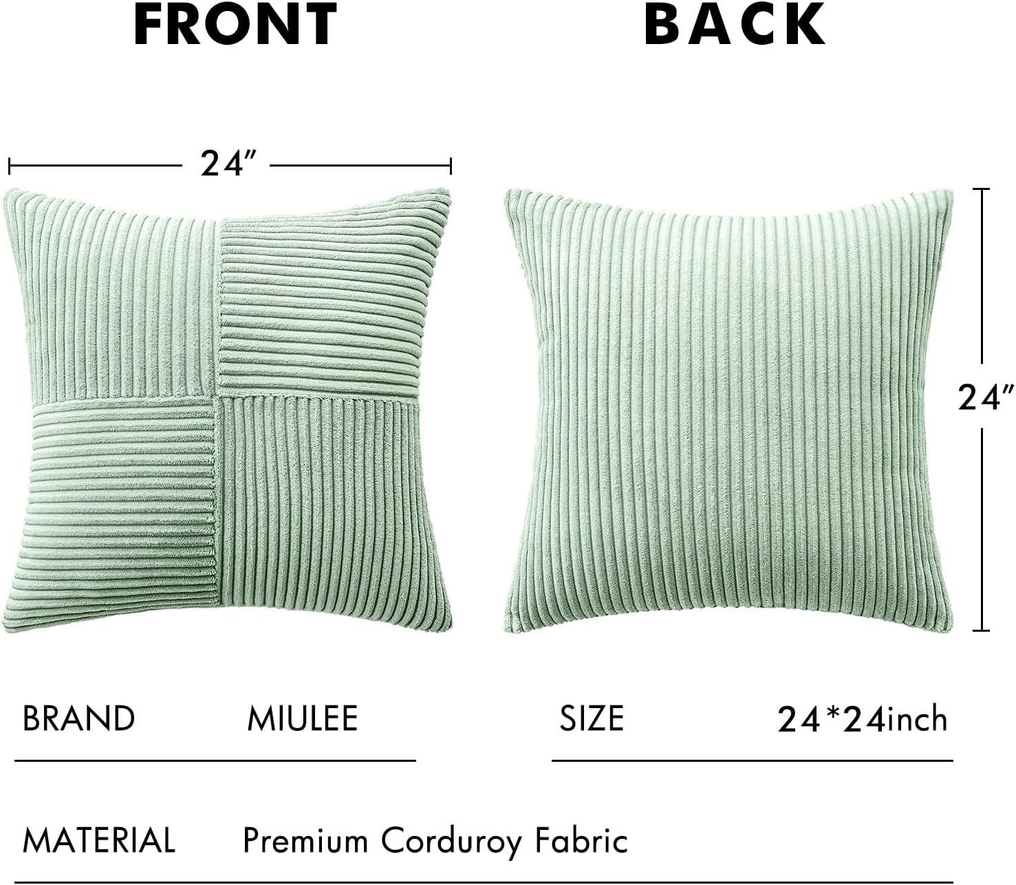 imageMIULEE Christmas White Corduroy Pillow Covers Pack of 2 Boho Decorative Spliced Throw Pillow Covers Soft Couch Pillowcases Cross Patchwork Textured Cushion Covers for Living Room Bed Sofa 18x18 inchMint