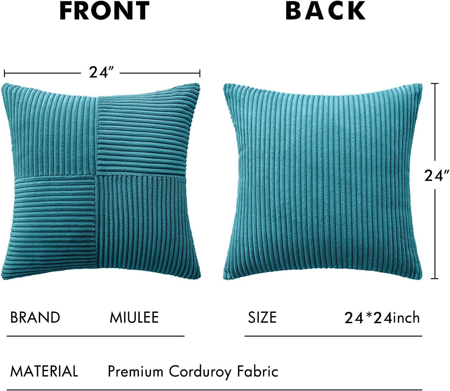 imageMIULEE Christmas White Corduroy Pillow Covers Pack of 2 Boho Decorative Spliced Throw Pillow Covers Soft Couch Pillowcases Cross Patchwork Textured Cushion Covers for Living Room Bed Sofa 18x18 inchTeal