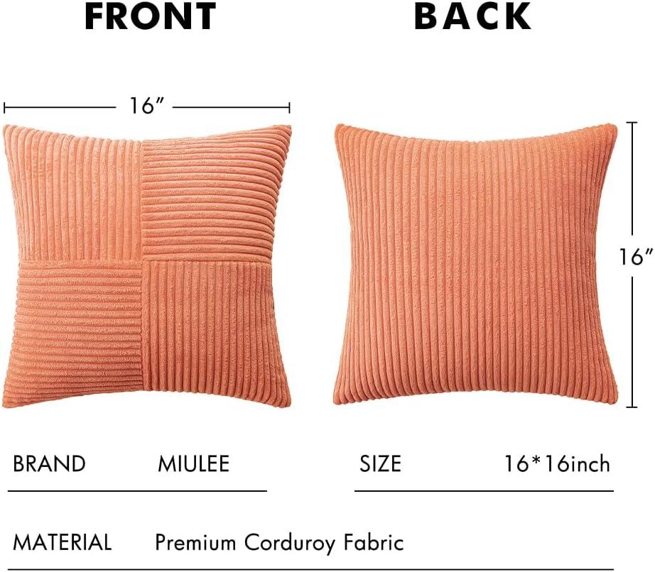 imageMIULEE Christmas White Corduroy Pillow Covers Pack of 2 Boho Decorative Spliced Throw Pillow Covers Soft Couch Pillowcases Cross Patchwork Textured Cushion Covers for Living Room Bed Sofa 18x18 inchCoral Red