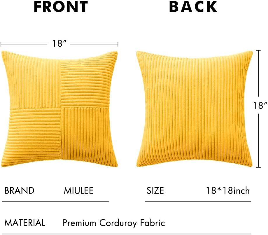 imageMIULEE Christmas White Corduroy Pillow Covers Pack of 2 Boho Decorative Spliced Throw Pillow Covers Soft Couch Pillowcases Cross Patchwork Textured Cushion Covers for Living Room Bed Sofa 18x18 inchGolden Yellow