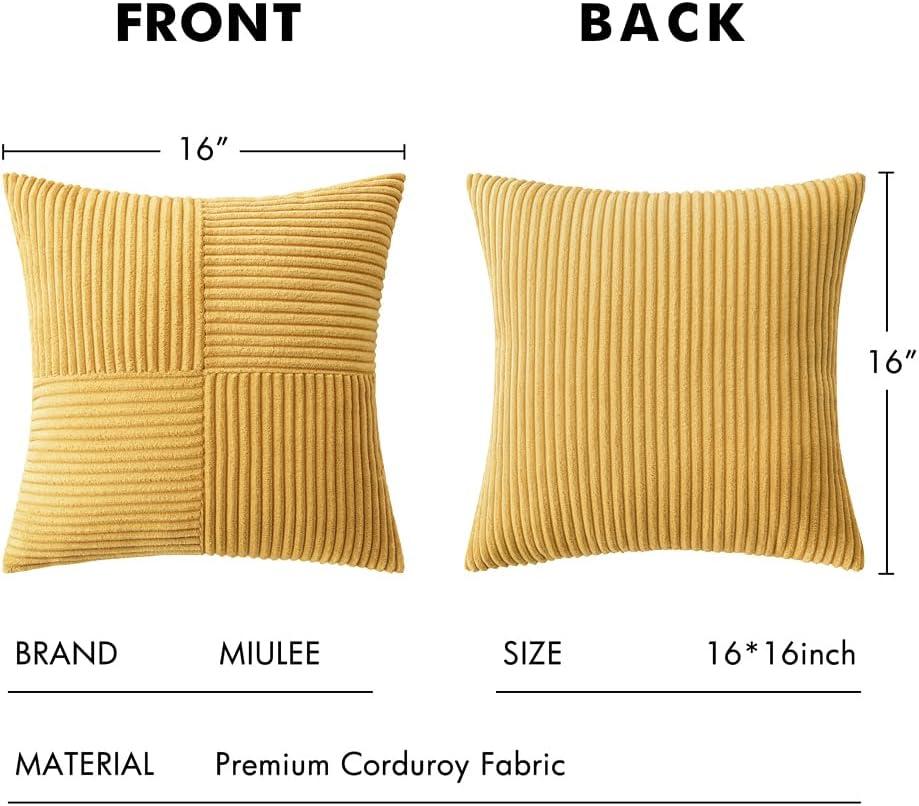 imageMIULEE Christmas White Corduroy Pillow Covers Pack of 2 Boho Decorative Spliced Throw Pillow Covers Soft Couch Pillowcases Cross Patchwork Textured Cushion Covers for Living Room Bed Sofa 18x18 inchGolden Mustard