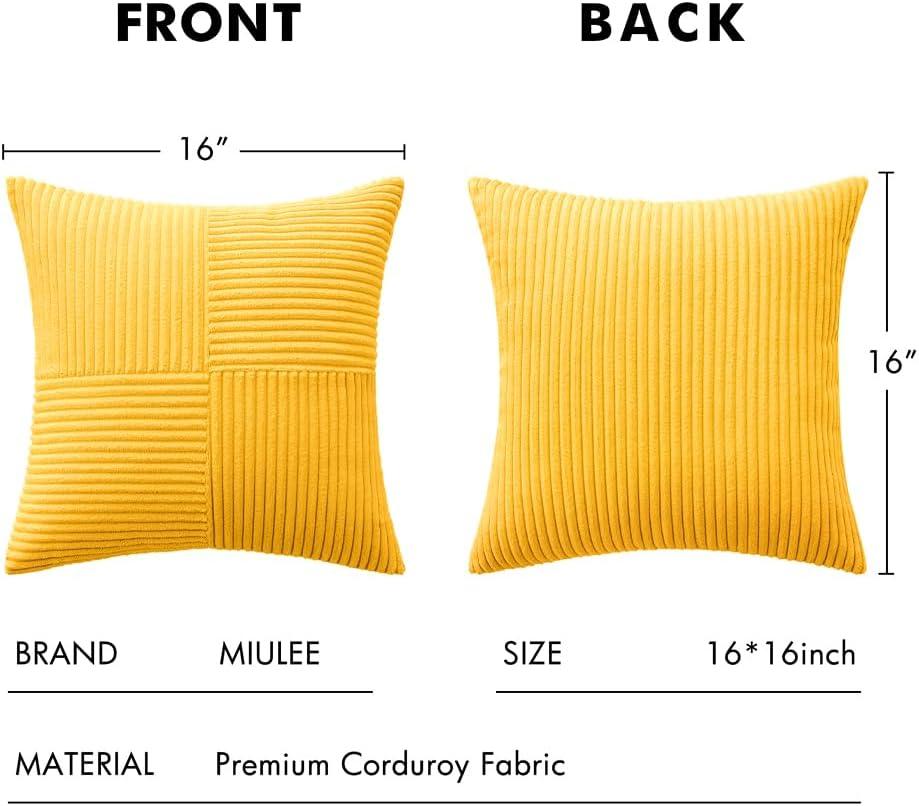 imageMIULEE Christmas White Corduroy Pillow Covers Pack of 2 Boho Decorative Spliced Throw Pillow Covers Soft Couch Pillowcases Cross Patchwork Textured Cushion Covers for Living Room Bed Sofa 18x18 inchGolden Yellow