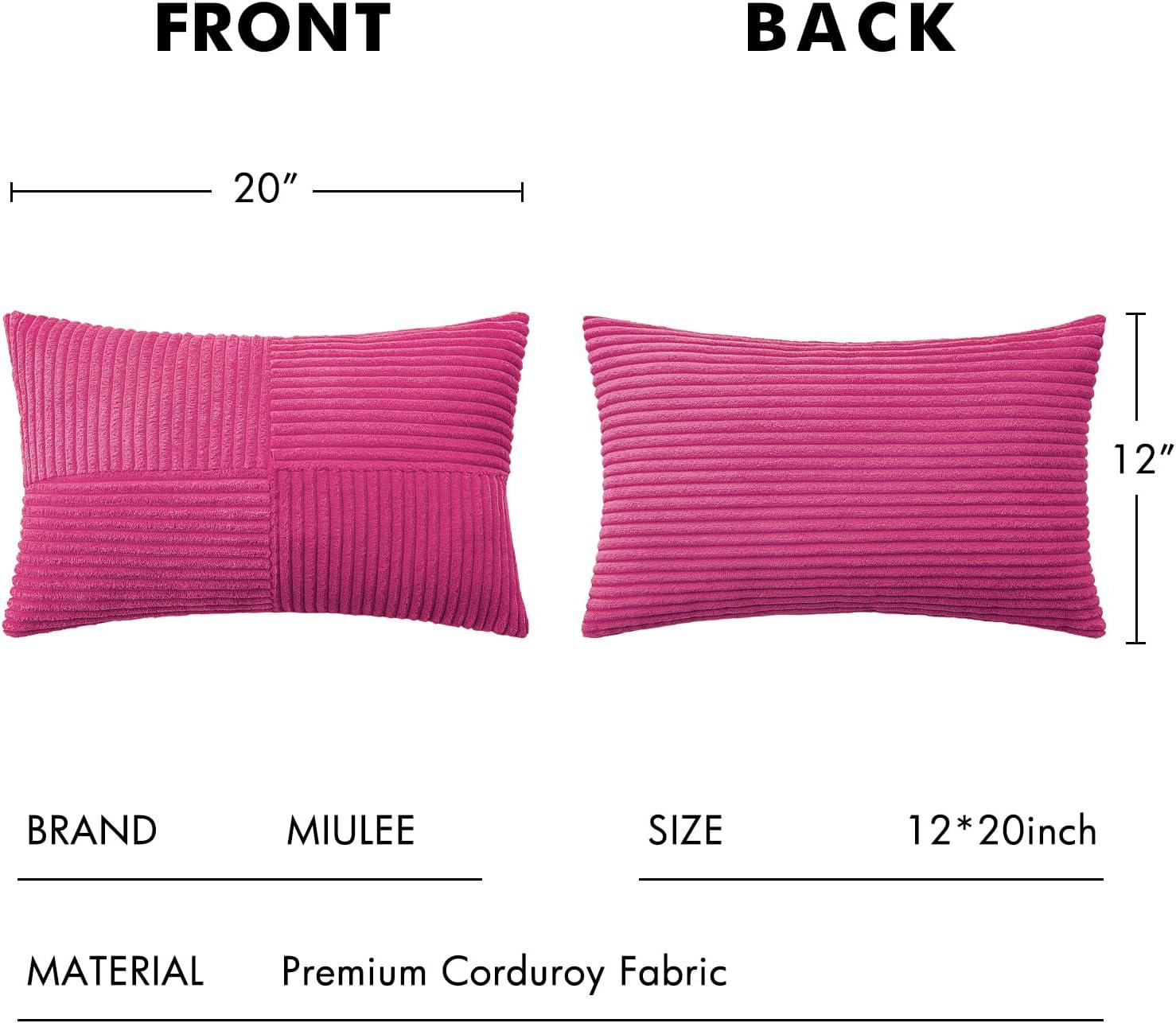 imageMIULEE Christmas White Corduroy Pillow Covers Pack of 2 Boho Decorative Spliced Throw Pillow Covers Soft Couch Pillowcases Cross Patchwork Textured Cushion Covers for Living Room Bed Sofa 18x18 inchHot Pink