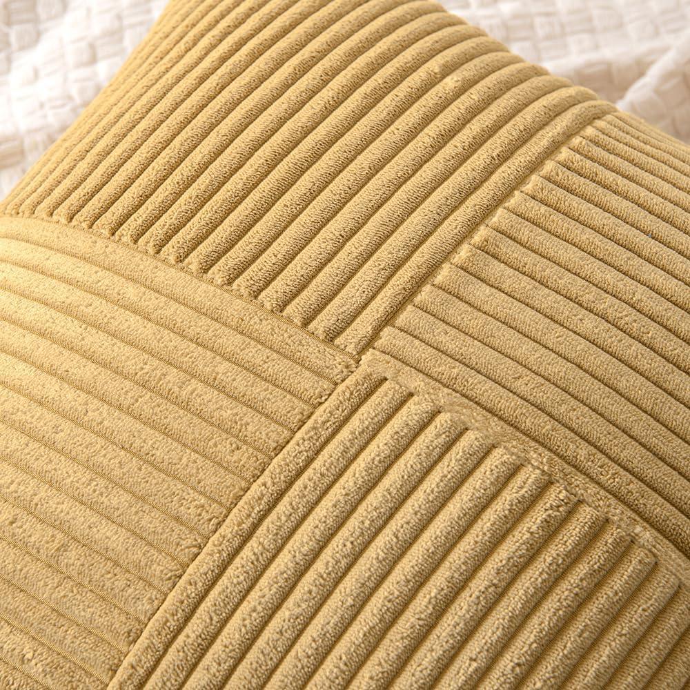 imageMIULEE Christmas White Corduroy Pillow Covers Pack of 2 Boho Decorative Spliced Throw Pillow Covers Soft Couch Pillowcases Cross Patchwork Textured Cushion Covers for Living Room Bed Sofa 18x18 inchKhaki