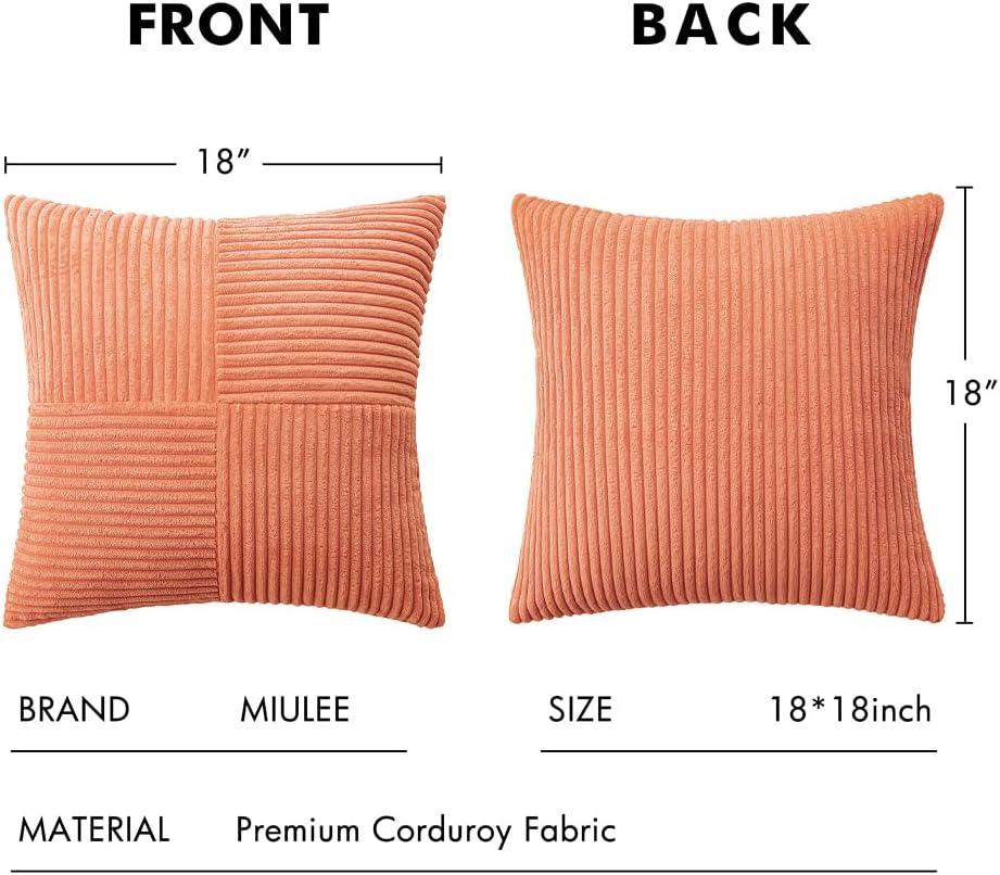imageMIULEE Christmas White Corduroy Pillow Covers Pack of 2 Boho Decorative Spliced Throw Pillow Covers Soft Couch Pillowcases Cross Patchwork Textured Cushion Covers for Living Room Bed Sofa 18x18 inchCoral Red