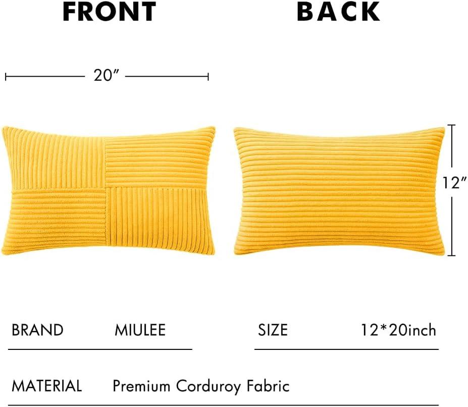 imageMIULEE Christmas White Corduroy Pillow Covers Pack of 2 Boho Decorative Spliced Throw Pillow Covers Soft Couch Pillowcases Cross Patchwork Textured Cushion Covers for Living Room Bed Sofa 18x18 inchGolden Yellow