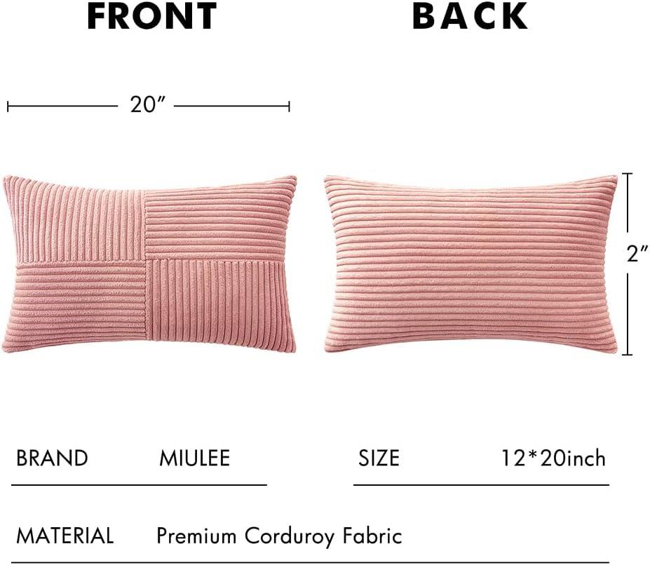 imageMIULEE Christmas White Corduroy Pillow Covers Pack of 2 Boho Decorative Spliced Throw Pillow Covers Soft Couch Pillowcases Cross Patchwork Textured Cushion Covers for Living Room Bed Sofa 18x18 inchBlush Pink