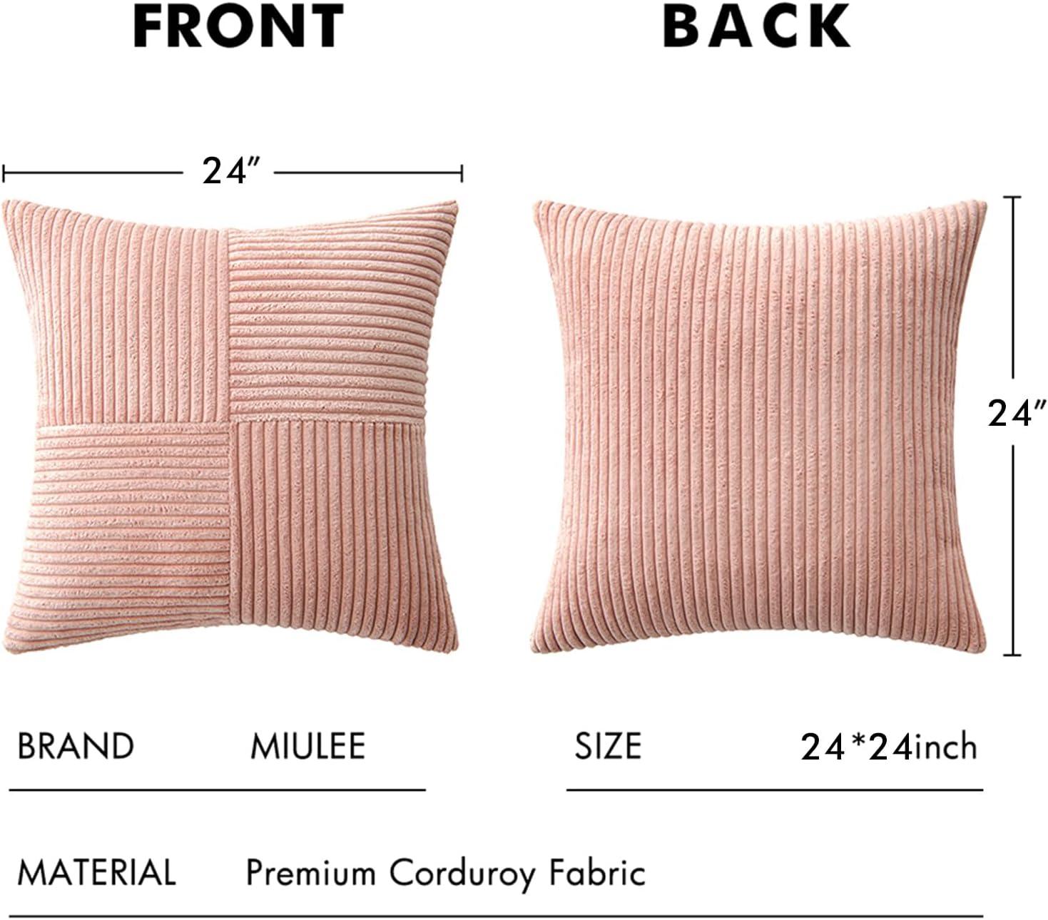 imageMIULEE Christmas White Corduroy Pillow Covers Pack of 2 Boho Decorative Spliced Throw Pillow Covers Soft Couch Pillowcases Cross Patchwork Textured Cushion Covers for Living Room Bed Sofa 18x18 inchPink