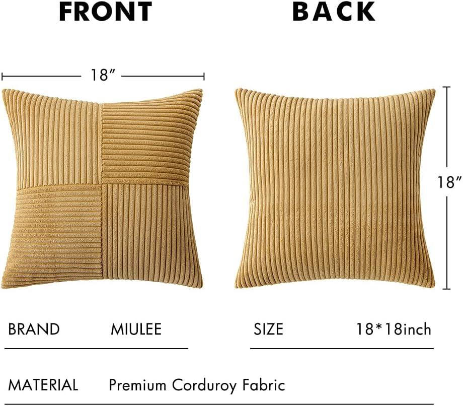 imageMIULEE Christmas White Corduroy Pillow Covers Pack of 2 Boho Decorative Spliced Throw Pillow Covers Soft Couch Pillowcases Cross Patchwork Textured Cushion Covers for Living Room Bed Sofa 18x18 inchKhaki