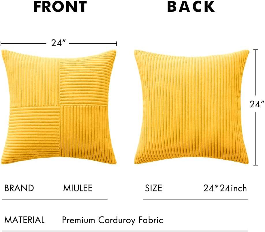 imageMIULEE Christmas White Corduroy Pillow Covers Pack of 2 Boho Decorative Spliced Throw Pillow Covers Soft Couch Pillowcases Cross Patchwork Textured Cushion Covers for Living Room Bed Sofa 18x18 inchGolden Yellow
