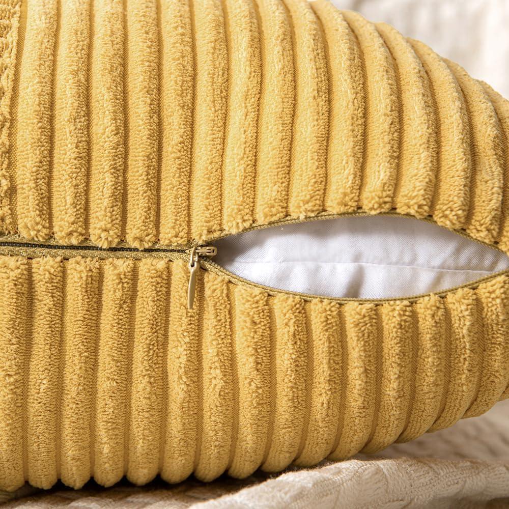 imageMIULEE Christmas White Corduroy Pillow Covers Pack of 2 Boho Decorative Spliced Throw Pillow Covers Soft Couch Pillowcases Cross Patchwork Textured Cushion Covers for Living Room Bed Sofa 18x18 inchGolden Mustard