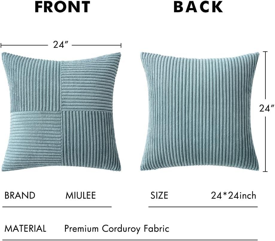 imageMIULEE Christmas White Corduroy Pillow Covers Pack of 2 Boho Decorative Spliced Throw Pillow Covers Soft Couch Pillowcases Cross Patchwork Textured Cushion Covers for Living Room Bed Sofa 18x18 inchDusty Blue