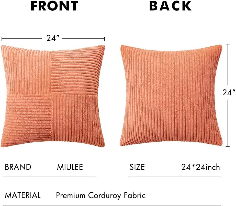 imageMIULEE Christmas White Corduroy Pillow Covers Pack of 2 Boho Decorative Spliced Throw Pillow Covers Soft Couch Pillowcases Cross Patchwork Textured Cushion Covers for Living Room Bed Sofa 18x18 inchCoral Red