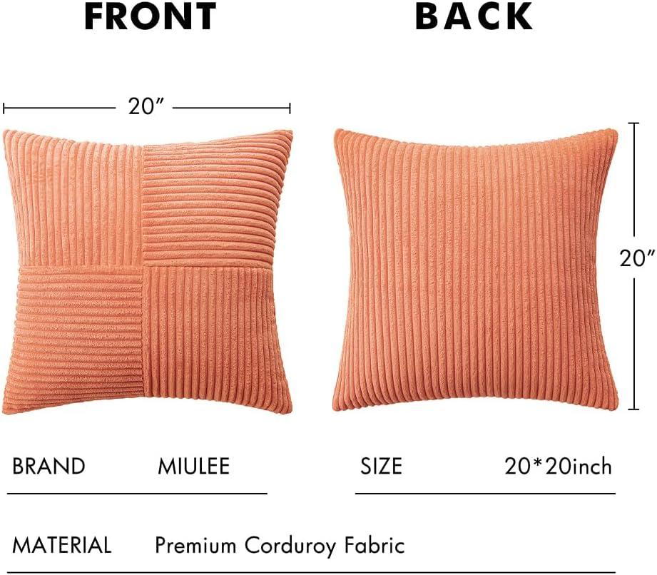 imageMIULEE Christmas White Corduroy Pillow Covers Pack of 2 Boho Decorative Spliced Throw Pillow Covers Soft Couch Pillowcases Cross Patchwork Textured Cushion Covers for Living Room Bed Sofa 18x18 inchCoral Red