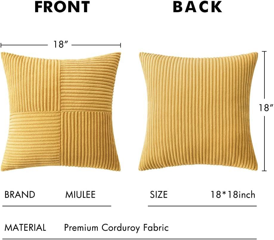 imageMIULEE Christmas White Corduroy Pillow Covers Pack of 2 Boho Decorative Spliced Throw Pillow Covers Soft Couch Pillowcases Cross Patchwork Textured Cushion Covers for Living Room Bed Sofa 18x18 inchGolden Mustard