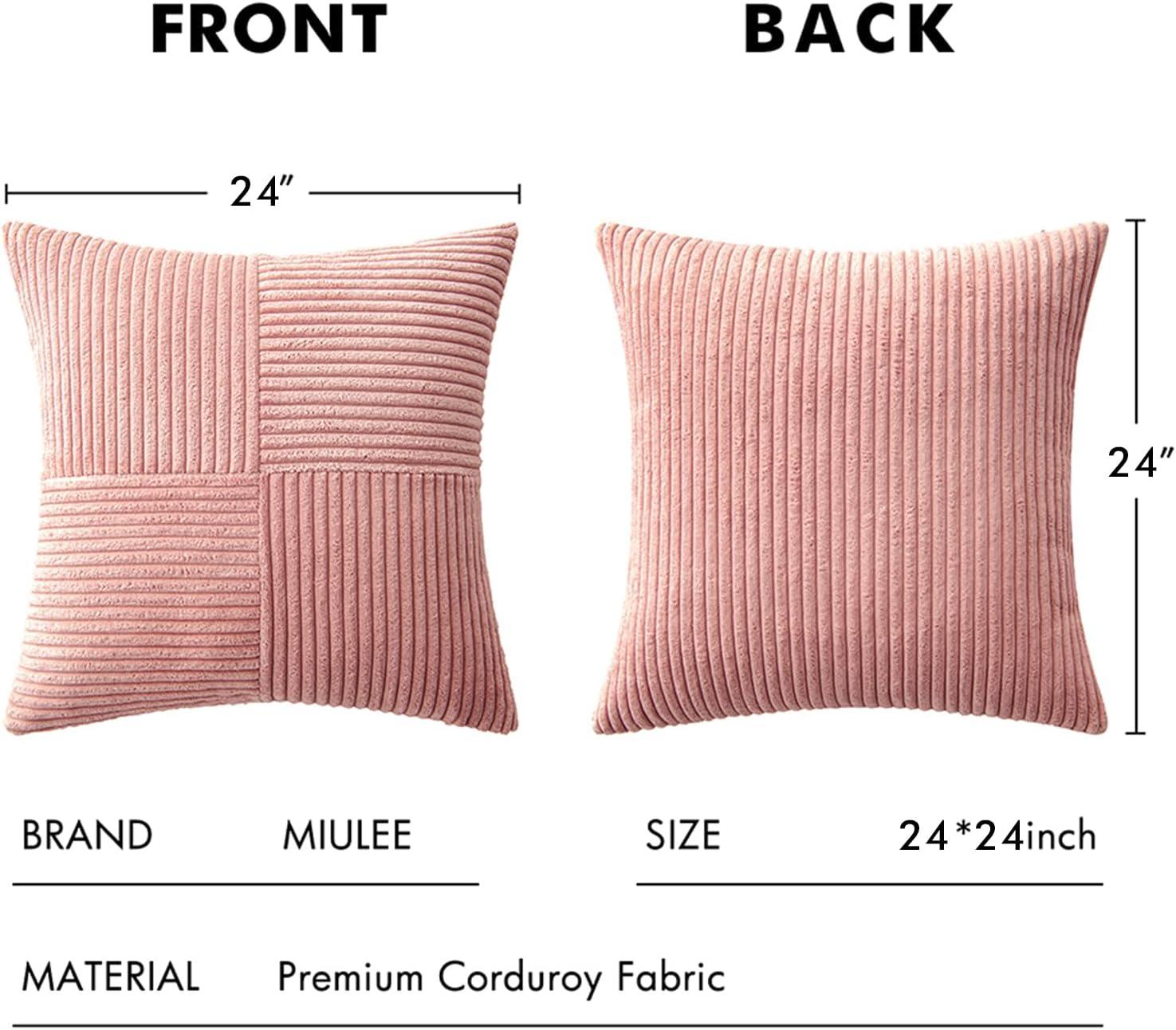 imageMIULEE Christmas White Corduroy Pillow Covers Pack of 2 Boho Decorative Spliced Throw Pillow Covers Soft Couch Pillowcases Cross Patchwork Textured Cushion Covers for Living Room Bed Sofa 18x18 inchBlush Pink