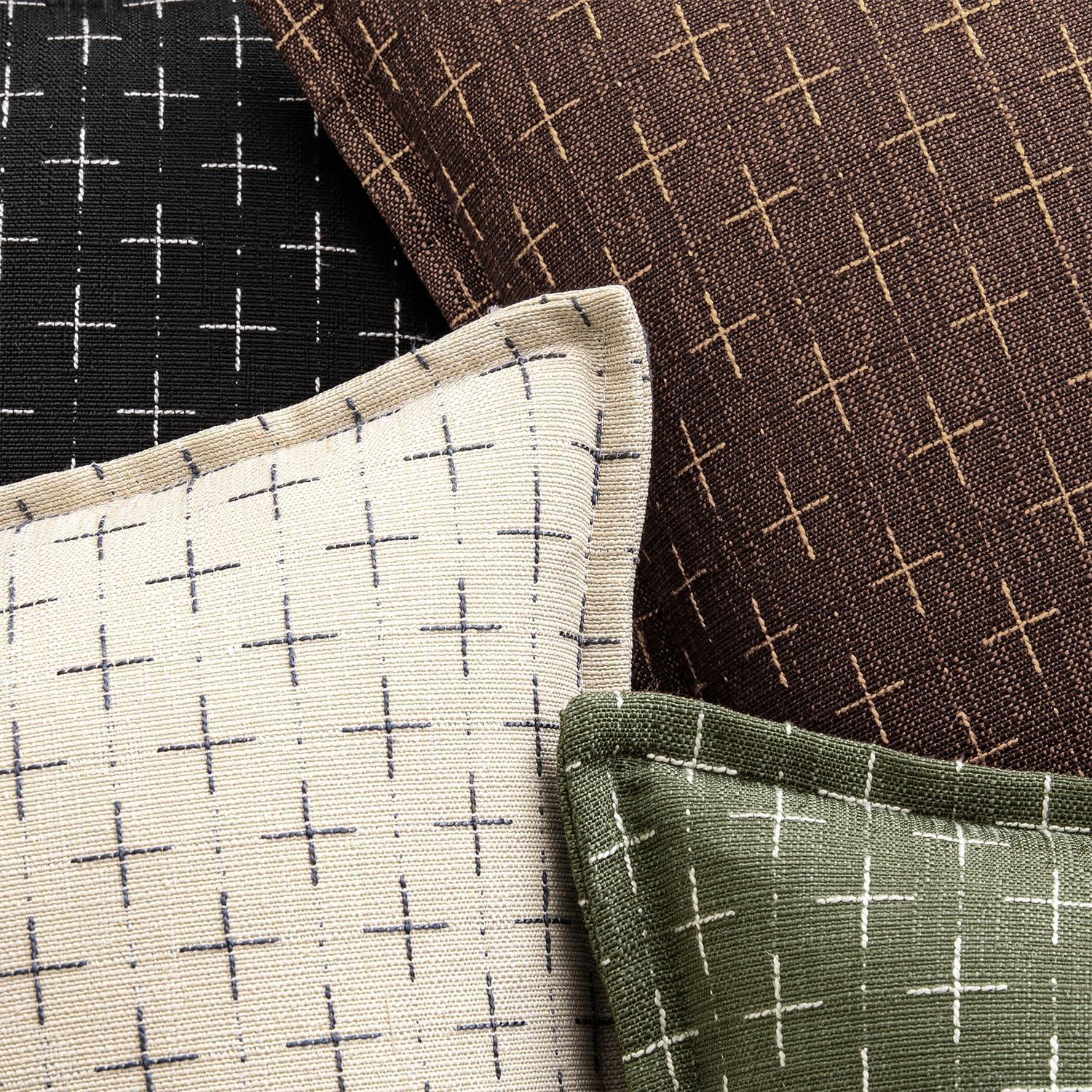 imageMIULEE Decorative Burlap Linen Throw Pillows Covers 18x18 Inch Christmas Olive Green Spring Vintage Couch Pillow Covers Modern Farmhouse Pillowcase Woven Textured Cushion Cases for Sofa Bed LivingroomBeige