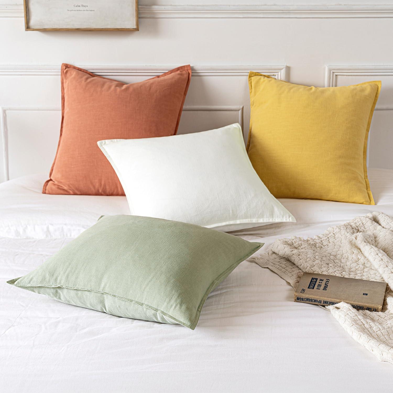 imageMIULEE Decorative Linen Pillow Covers 20x20 Inch Natural Beige Boho Farmhouse Neutral Christmas Couch Throw Pillows for Bed Pack of 2 Accent Modern Pillowcase Sofa Livingroom Home DecorYellow