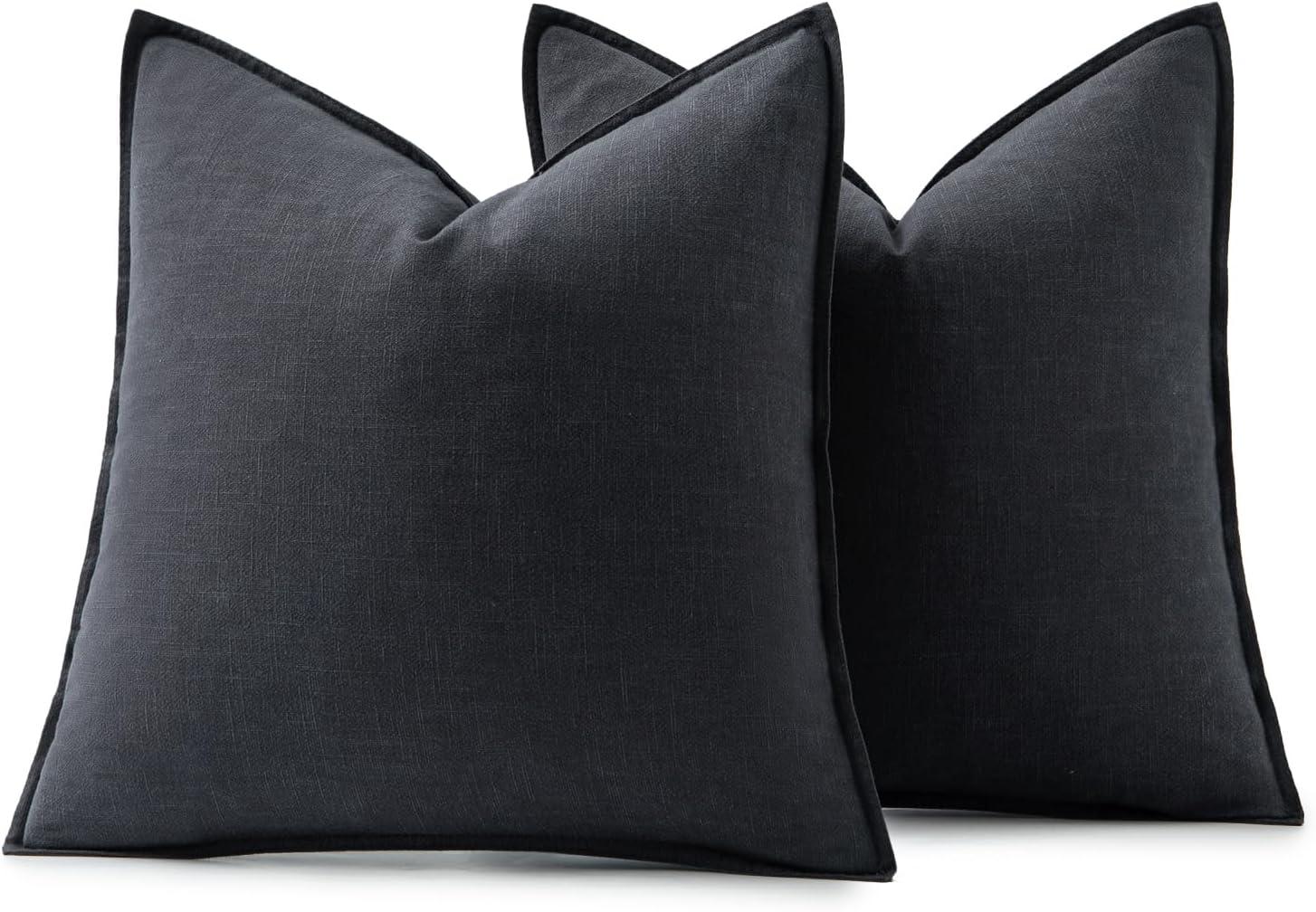 imageMIULEE Decorative Linen Pillow Covers 20x20 Inch Natural Beige Boho Farmhouse Neutral Christmas Couch Throw Pillows for Bed Pack of 2 Accent Modern Pillowcase Sofa Livingroom Home DecorDark Gray