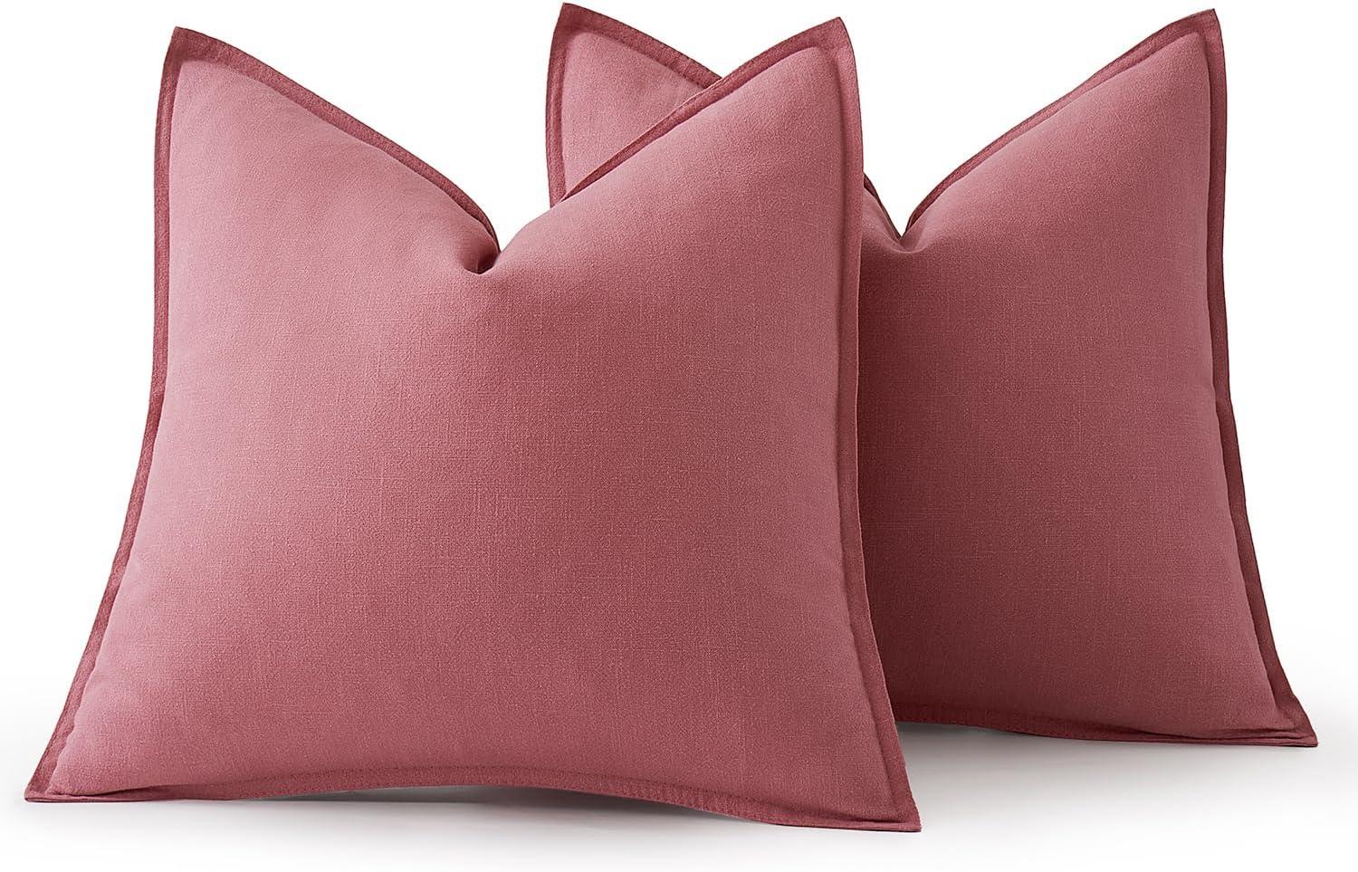 imageMIULEE Decorative Linen Pillow Covers 20x20 Inch Natural Beige Boho Farmhouse Neutral Christmas Couch Throw Pillows for Bed Pack of 2 Accent Modern Pillowcase Sofa Livingroom Home DecorCranberry Red