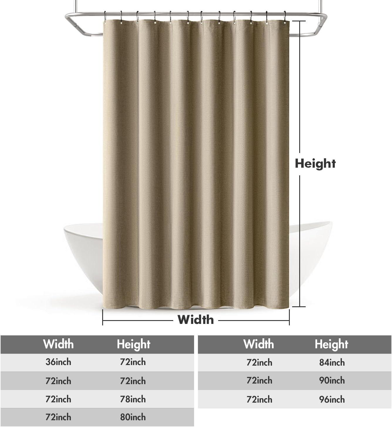 imageMIULEE Extra Long Linen Shower Curtain 96 Inches Long with 12 Metal Hooks Washable Beige Fabric Shower Curtain Set Waterproof Neutral Thick Cloth Shower Curtains for Bathroom Hotel Bathtub CreamKhaki