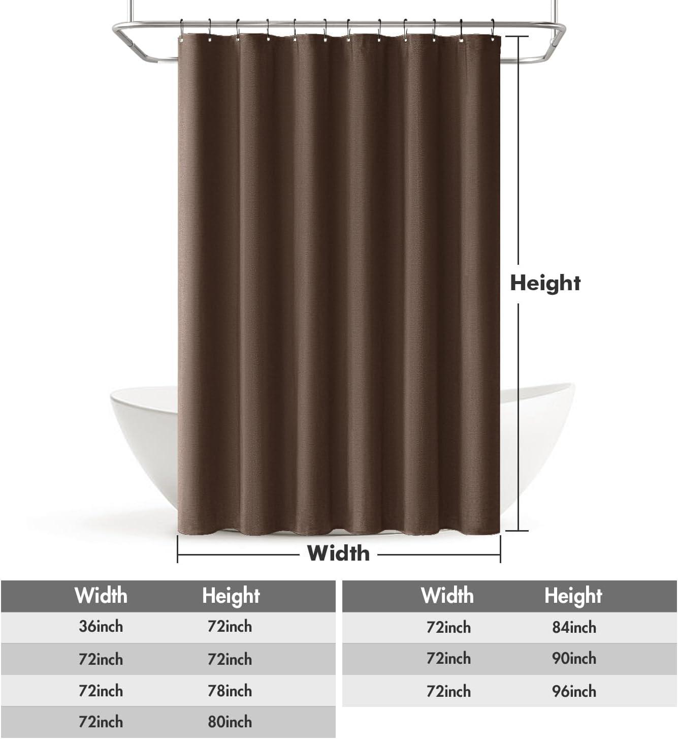 imageMIULEE Extra Long Linen Shower Curtain 96 Inches Long with 12 Metal Hooks Washable Beige Fabric Shower Curtain Set Waterproof Neutral Thick Cloth Shower Curtains for Bathroom Hotel Bathtub CreamBrown