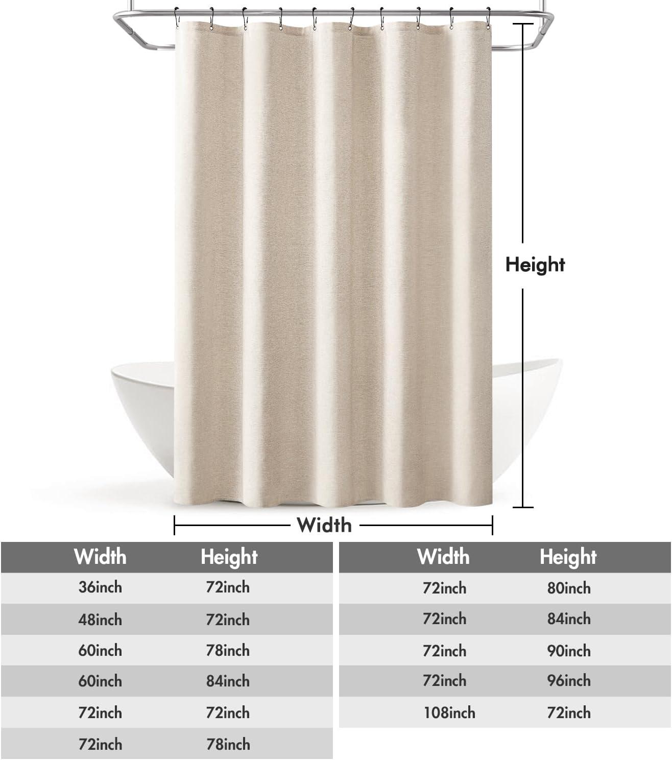imageMIULEE Extra Long Linen Shower Curtain 96 Inches Long with 12 Metal Hooks Washable Beige Fabric Shower Curtain Set Waterproof Neutral Thick Cloth Shower Curtains for Bathroom Hotel Bathtub CreamCream