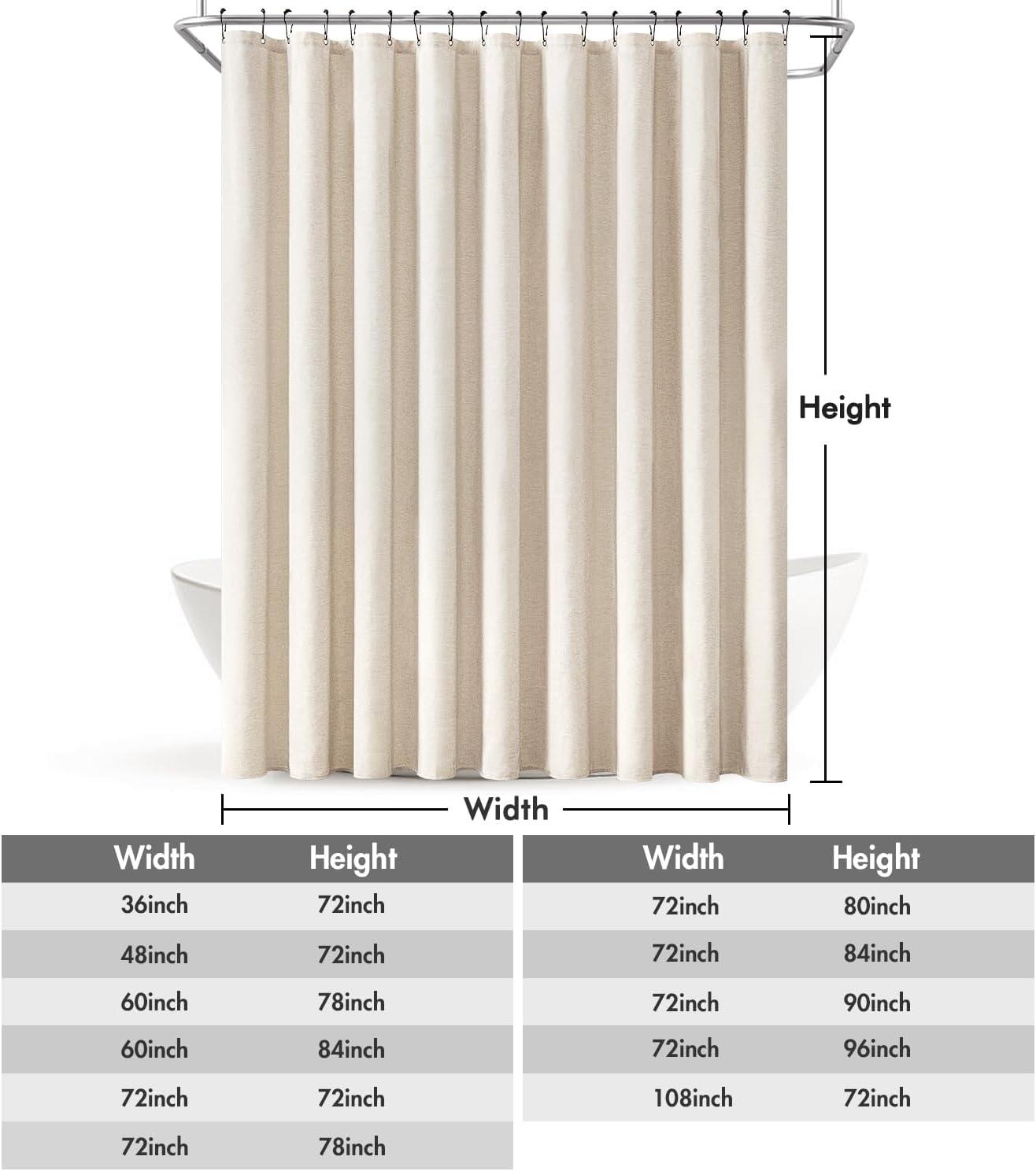 imageMIULEE Extra Long Linen Shower Curtain 96 Inches Long with 12 Metal Hooks Washable Beige Fabric Shower Curtain Set Waterproof Neutral Thick Cloth Shower Curtains for Bathroom Hotel Bathtub CreamCream