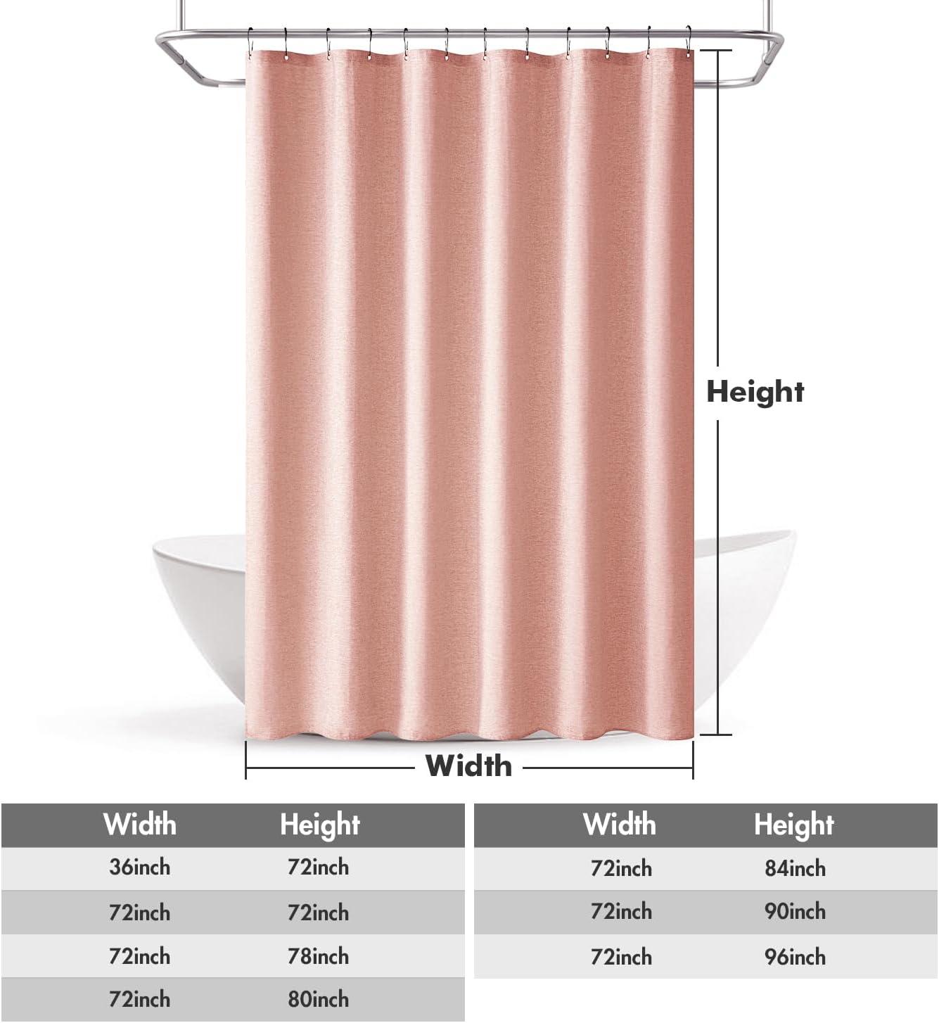 imageMIULEE Extra Long Linen Shower Curtain 96 Inches Long with 12 Metal Hooks Washable Beige Fabric Shower Curtain Set Waterproof Neutral Thick Cloth Shower Curtains for Bathroom Hotel Bathtub CreamBlush Pink