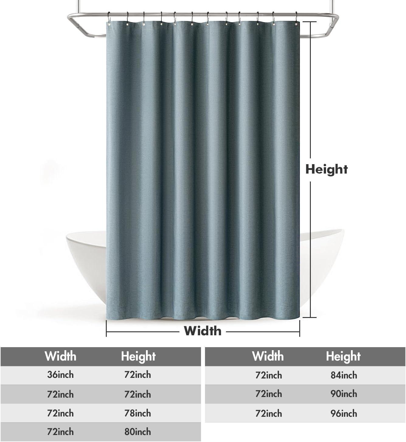 imageMIULEE Extra Long Linen Shower Curtain 96 Inches Long with 12 Metal Hooks Washable Beige Fabric Shower Curtain Set Waterproof Neutral Thick Cloth Shower Curtains for Bathroom Hotel Bathtub CreamDusty Blue