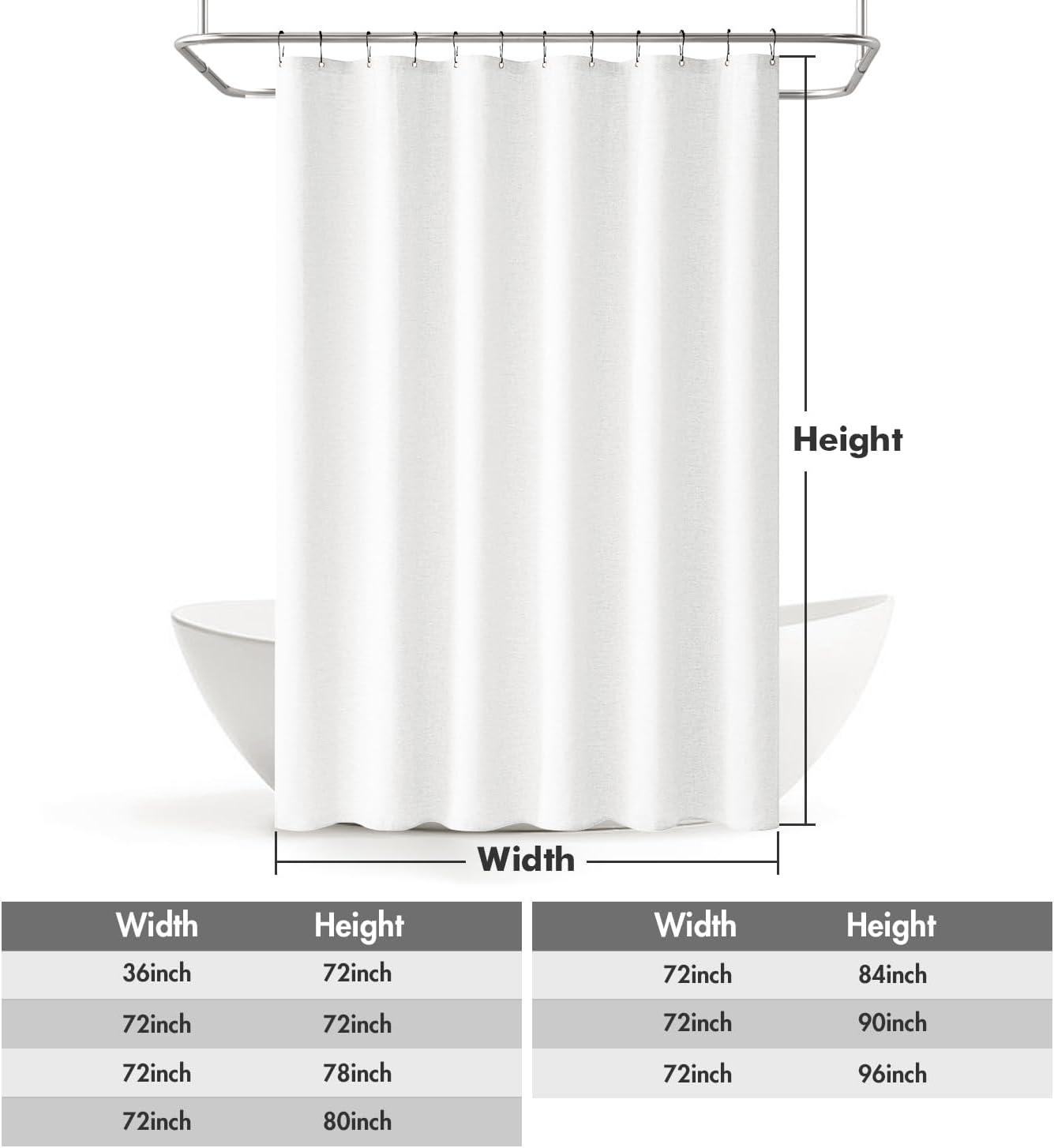 imageMIULEE Extra Long Linen Shower Curtain 96 Inches Long with 12 Metal Hooks Washable Beige Fabric Shower Curtain Set Waterproof Neutral Thick Cloth Shower Curtains for Bathroom Hotel Bathtub CreamWhite