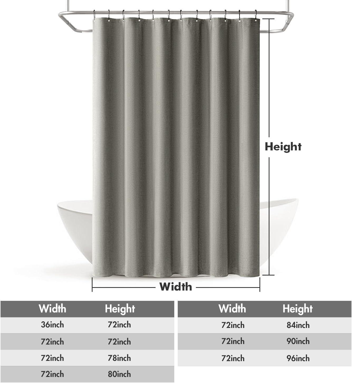 imageMIULEE Extra Long Linen Shower Curtain 96 Inches Long with 12 Metal Hooks Washable Beige Fabric Shower Curtain Set Waterproof Neutral Thick Cloth Shower Curtains for Bathroom Hotel Bathtub CreamGrey