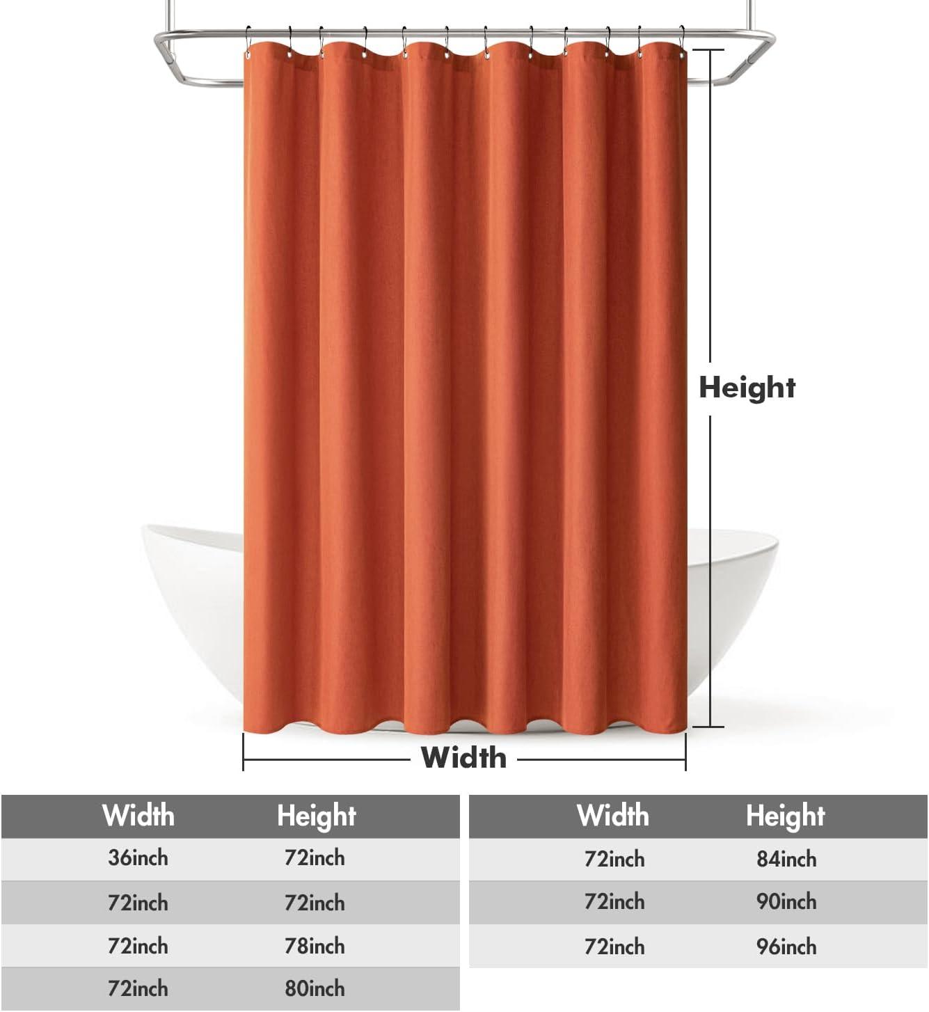 imageMIULEE Extra Long Linen Shower Curtain 96 Inches Long with 12 Metal Hooks Washable Beige Fabric Shower Curtain Set Waterproof Neutral Thick Cloth Shower Curtains for Bathroom Hotel Bathtub CreamTerracotta