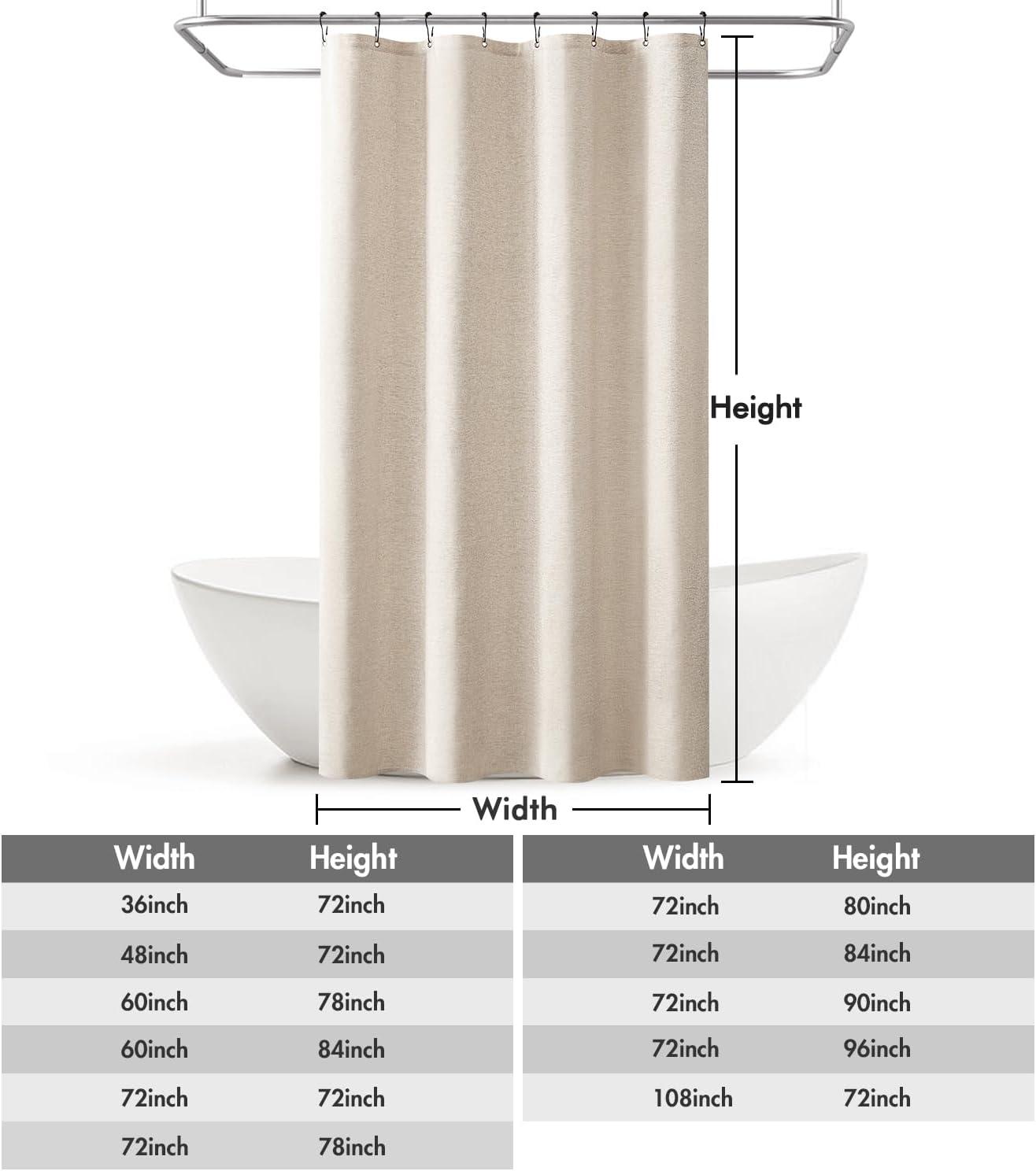 imageMIULEE Extra Long Linen Shower Curtain 96 Inches Long with 12 Metal Hooks Washable Beige Fabric Shower Curtain Set Waterproof Neutral Thick Cloth Shower Curtains for Bathroom Hotel Bathtub CreamCream