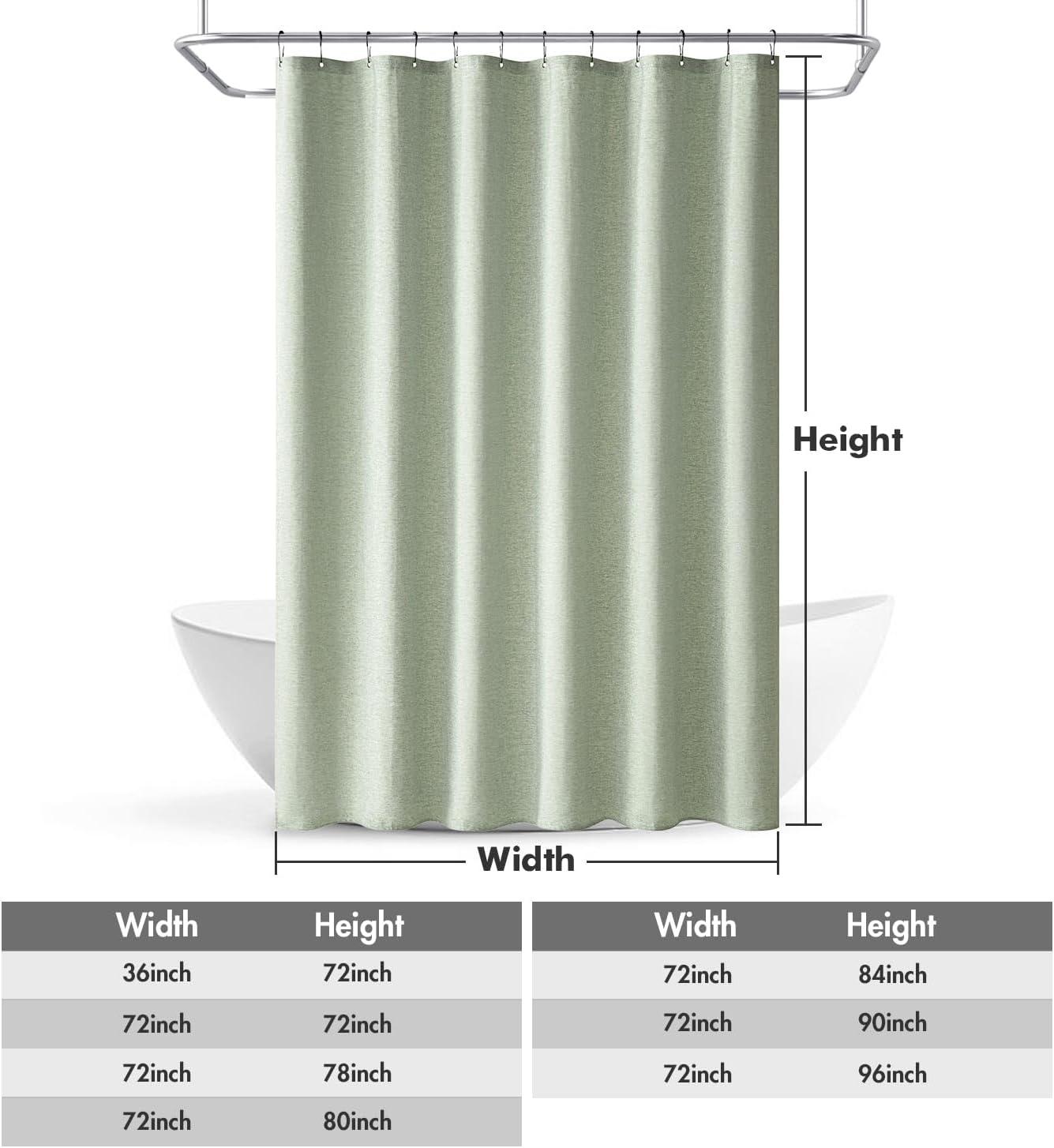 imageMIULEE Extra Long Linen Shower Curtain 96 Inches Long with 12 Metal Hooks Washable Beige Fabric Shower Curtain Set Waterproof Neutral Thick Cloth Shower Curtains for Bathroom Hotel Bathtub CreamSage Green