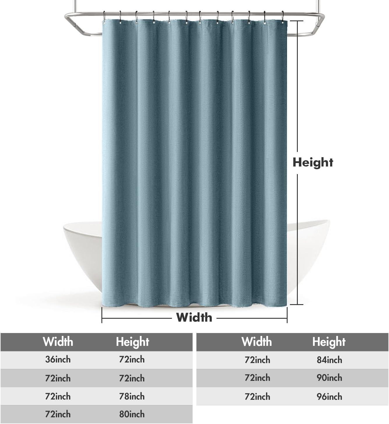 imageMIULEE Extra Long Linen Shower Curtain 96 Inches Long with 12 Metal Hooks Washable Beige Fabric Shower Curtain Set Waterproof Neutral Thick Cloth Shower Curtains for Bathroom Hotel Bathtub CreamMoonlight Blue