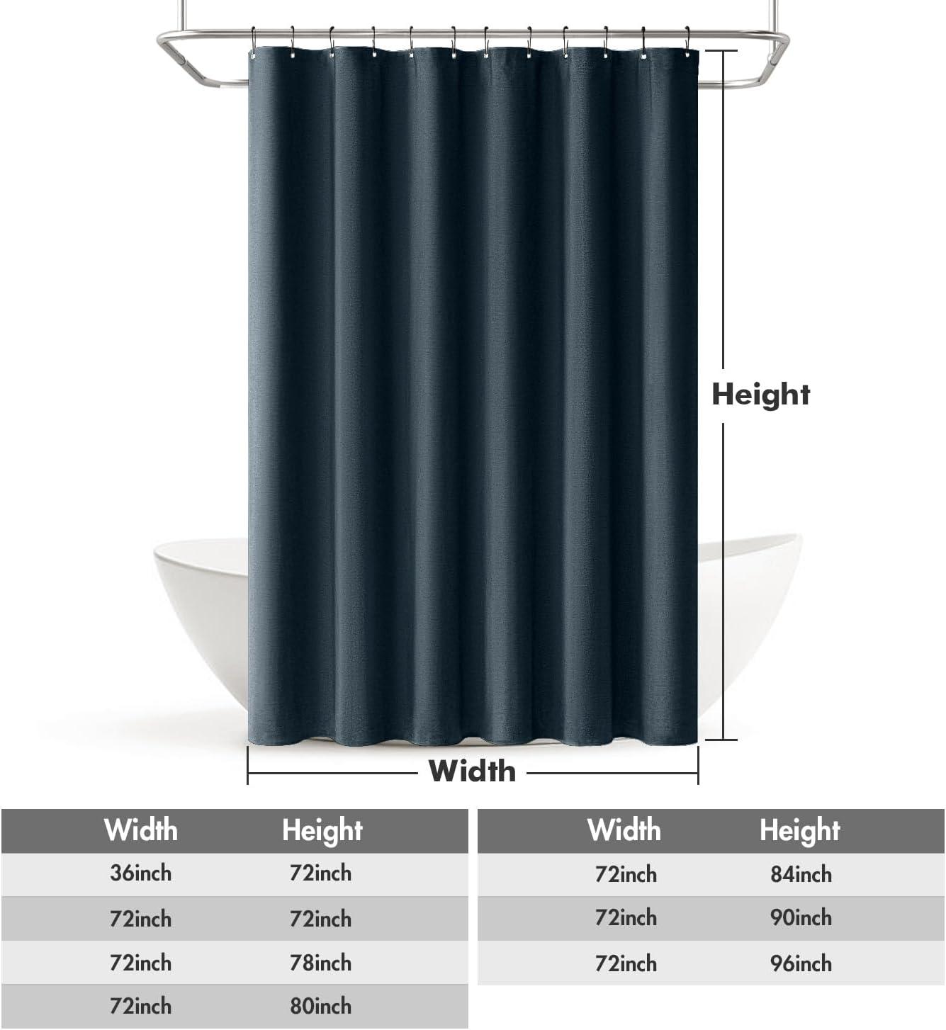 imageMIULEE Extra Long Linen Shower Curtain 96 Inches Long with 12 Metal Hooks Washable Beige Fabric Shower Curtain Set Waterproof Neutral Thick Cloth Shower Curtains for Bathroom Hotel Bathtub CreamNavy Blue