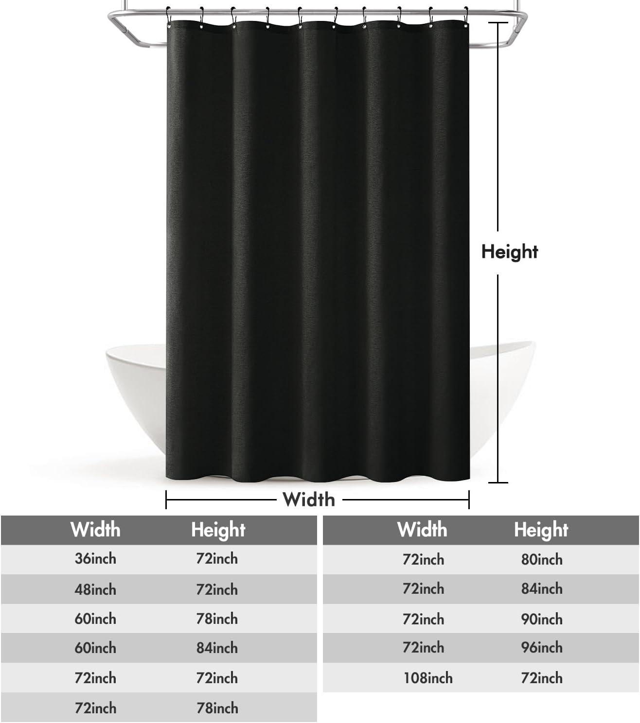 imageMIULEE Extra Long Linen Shower Curtain 96 Inches Long with 12 Metal Hooks Washable Beige Fabric Shower Curtain Set Waterproof Neutral Thick Cloth Shower Curtains for Bathroom Hotel Bathtub CreamBlack