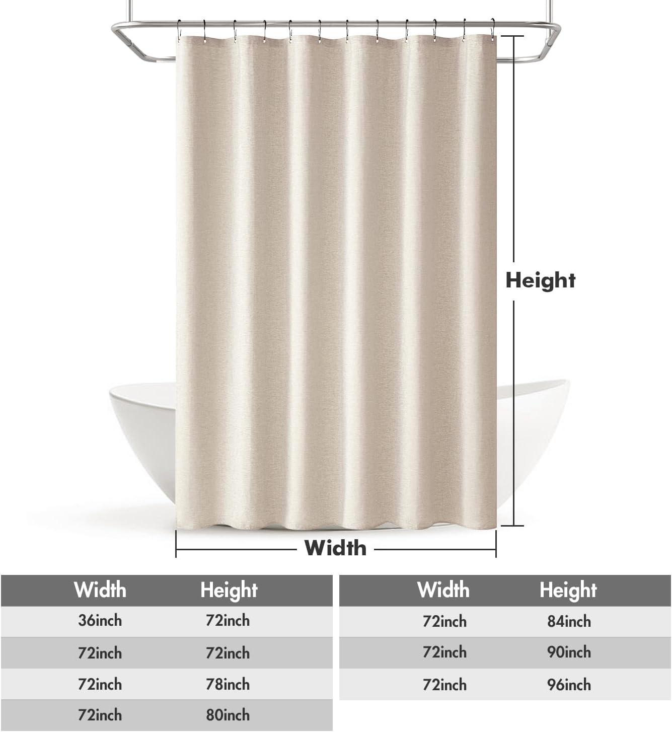 imageMIULEE Extra Long Linen Shower Curtain 96 Inches Long with 12 Metal Hooks Washable Beige Fabric Shower Curtain Set Waterproof Neutral Thick Cloth Shower Curtains for Bathroom Hotel Bathtub CreamCream