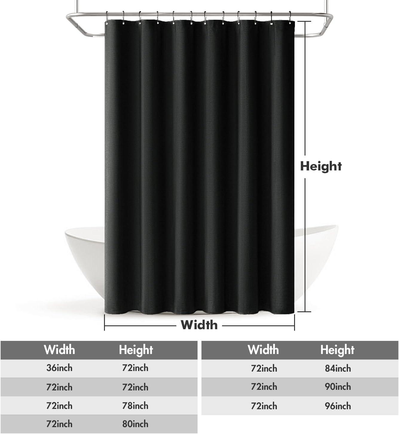 imageMIULEE Extra Long Linen Shower Curtain 96 Inches Long with 12 Metal Hooks Washable Beige Fabric Shower Curtain Set Waterproof Neutral Thick Cloth Shower Curtains for Bathroom Hotel Bathtub CreamBlack