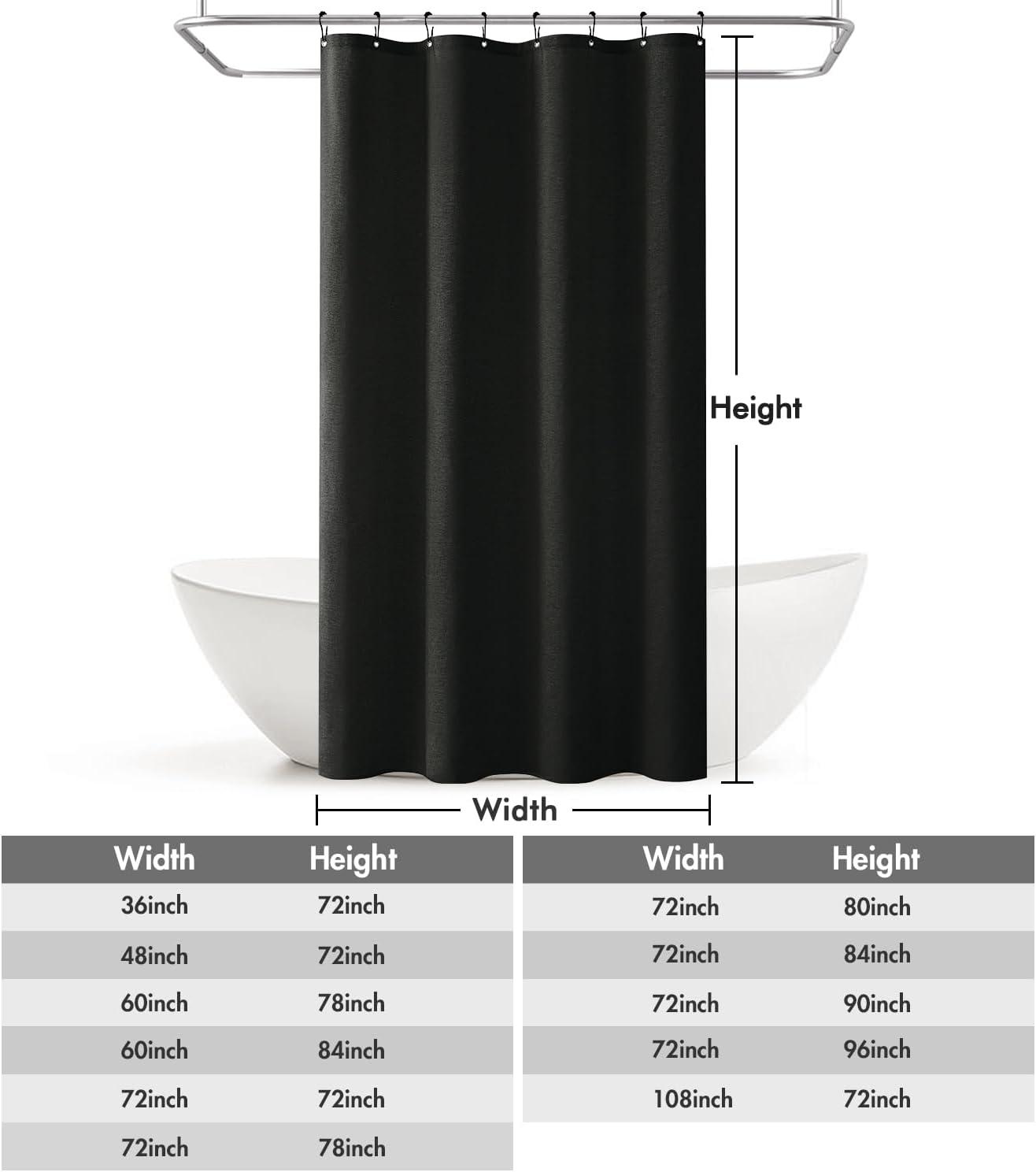 imageMIULEE Extra Long Linen Shower Curtain 96 Inches Long with 12 Metal Hooks Washable Beige Fabric Shower Curtain Set Waterproof Neutral Thick Cloth Shower Curtains for Bathroom Hotel Bathtub CreamBlack