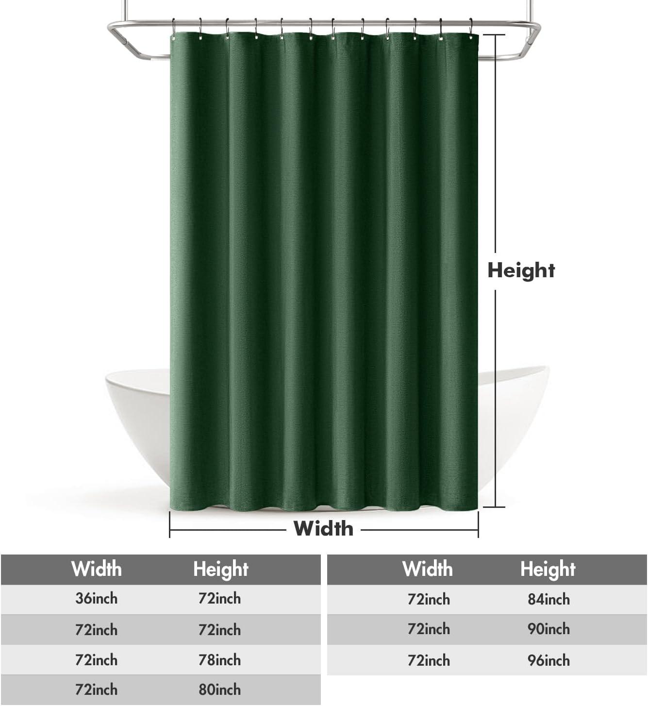 imageMIULEE Extra Long Linen Shower Curtain 96 Inches Long with 12 Metal Hooks Washable Beige Fabric Shower Curtain Set Waterproof Neutral Thick Cloth Shower Curtains for Bathroom Hotel Bathtub CreamDark Green