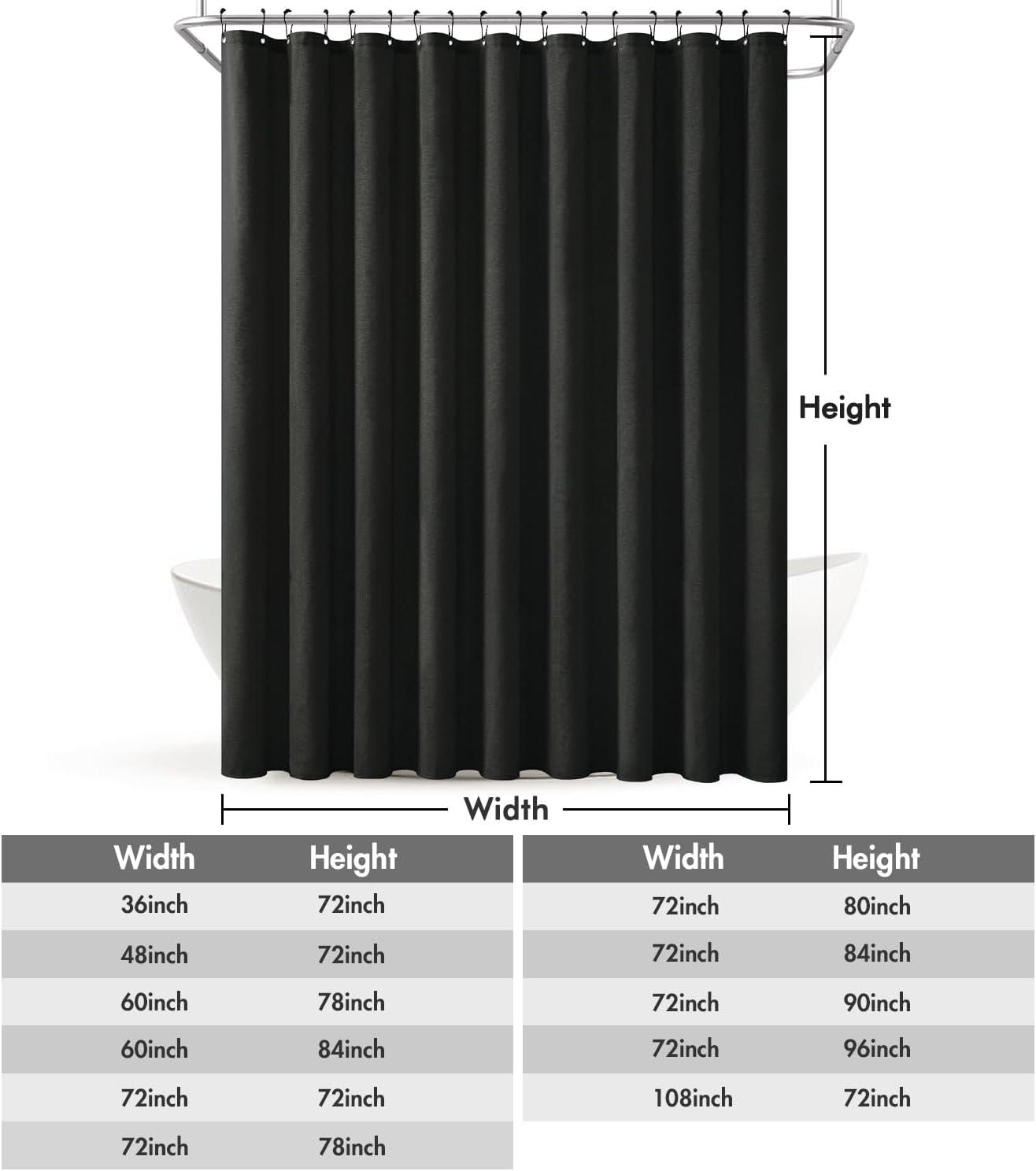 imageMIULEE Extra Long Linen Shower Curtain 96 Inches Long with 12 Metal Hooks Washable Beige Fabric Shower Curtain Set Waterproof Neutral Thick Cloth Shower Curtains for Bathroom Hotel Bathtub CreamBlack