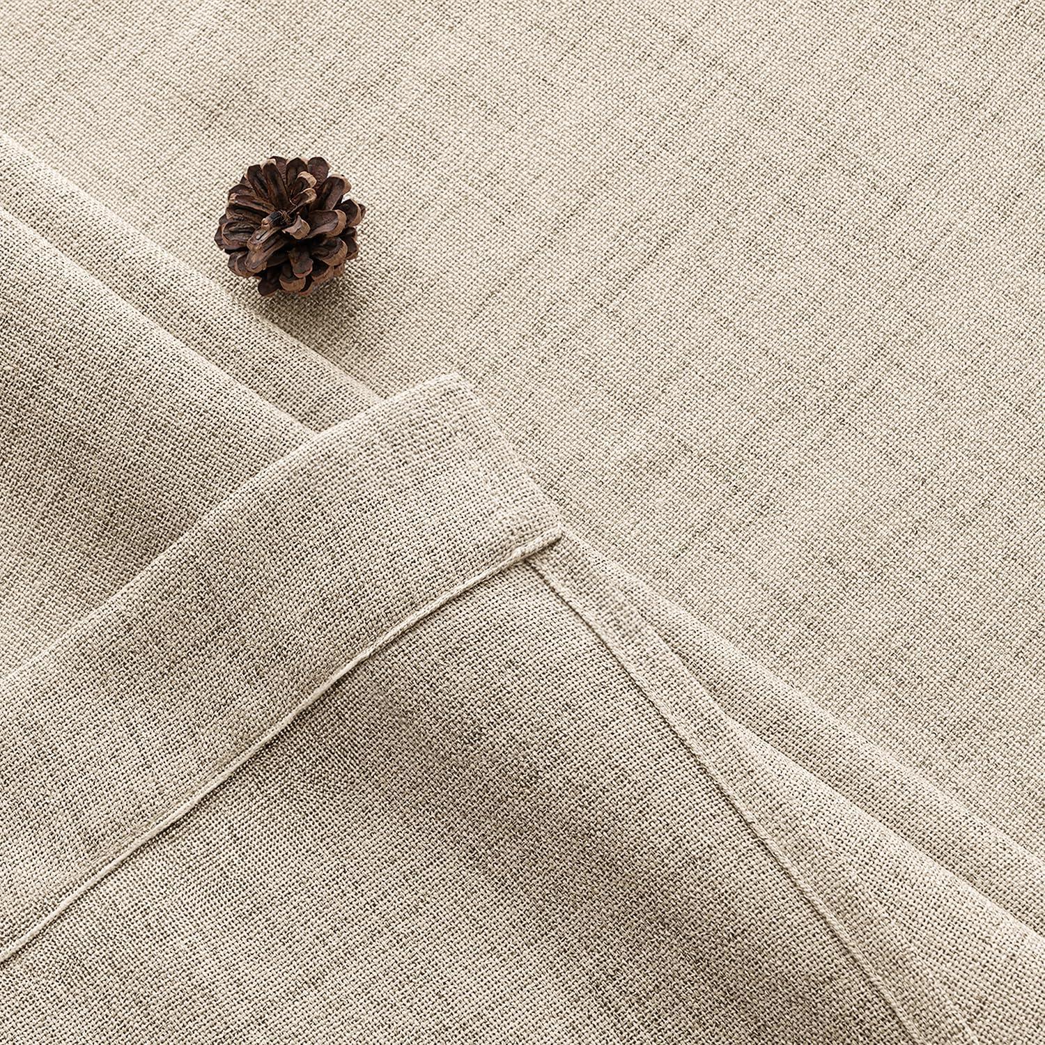 imageMIULEE Faux Linen Curtains 84 Inch Length 2 Panels Natural Burnt Orange Semi Sheer Curtain with Back Tab Rod Pocket Light Filtering Window Privacy Burlap Drapes for Living Room Bedroom 42W x 84LKhaki