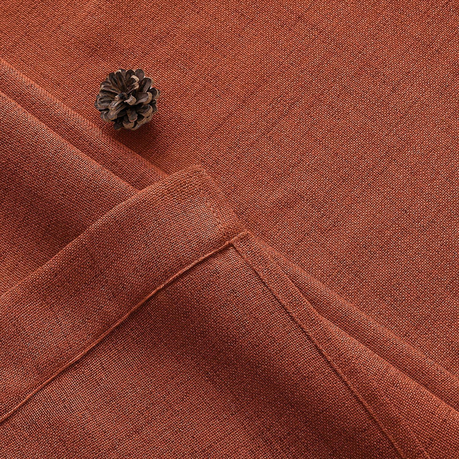 imageMIULEE Faux Linen Curtains 84 Inch Length 2 Panels Natural Burnt Orange Semi Sheer Curtain with Back Tab Rod Pocket Light Filtering Window Privacy Burlap Drapes for Living Room Bedroom 42W x 84LBurnt Orange