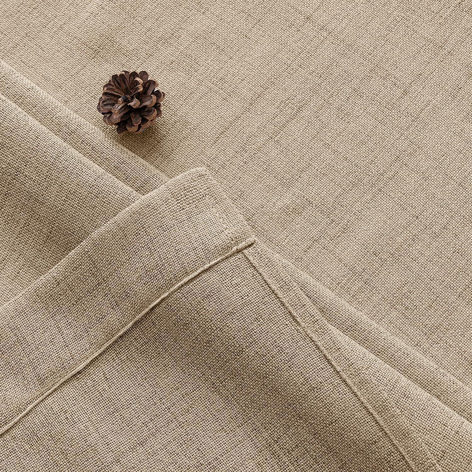 imageMIULEE Faux Linen Curtains 84 Inch Length 2 Panels Natural Burnt Orange Semi Sheer Curtain with Back Tab Rod Pocket Light Filtering Window Privacy Burlap Drapes for Living Room Bedroom 42W x 84LCopper Brown